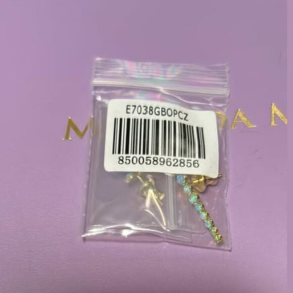 Melinda Maria She is an Icon Dagger Earrings in Gold and Blue Opal - Picture 4 of 4